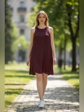 Sugarlips Wine Red Beaded Sleeveless Mini Dress
